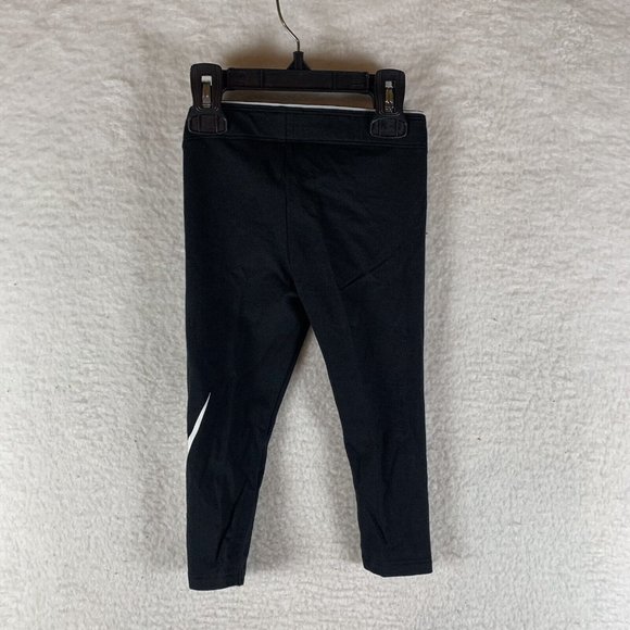 Nike Ankle Leggings Girls 2T Black Cotton Stretch Elastic Waist Pull On 6829 - Picture 2 of 10